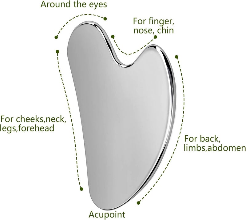 oxt Gua Sha, Stainless Steel Gua Sha Facial Tools, Guasha Tool for Face Upgraded, Guasha Stainless Steel (Silvery) - Image 2